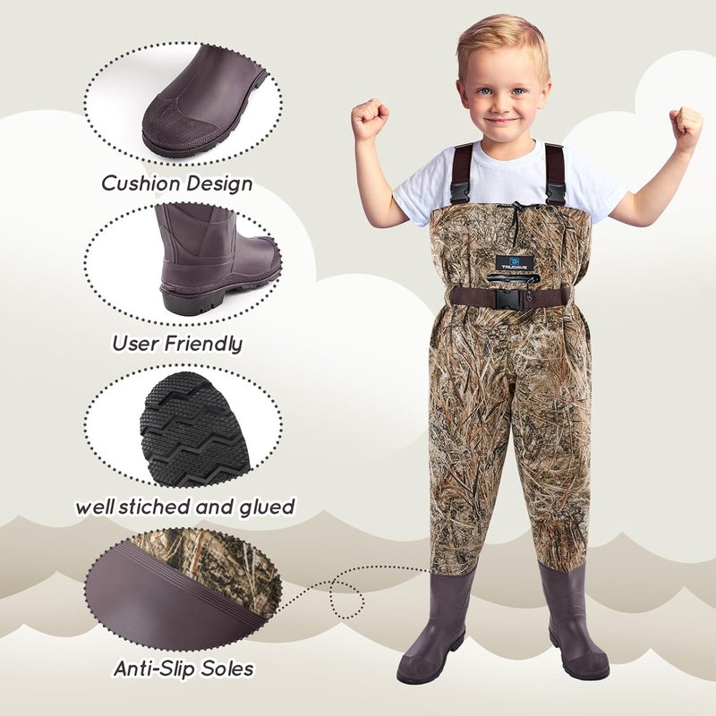 Trudave Store Chest Waders for Kids with Boots, Waterproof Youth Waiters for Children, Lightweight Waders for Fishing & Hunting - Image 3